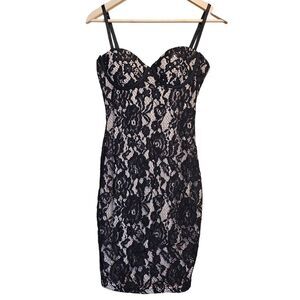 Revamped -1206 NWT Lined Lace Black Dress Medium